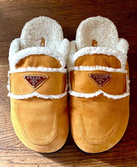 prada sherpa slides|prada slippers and mules.